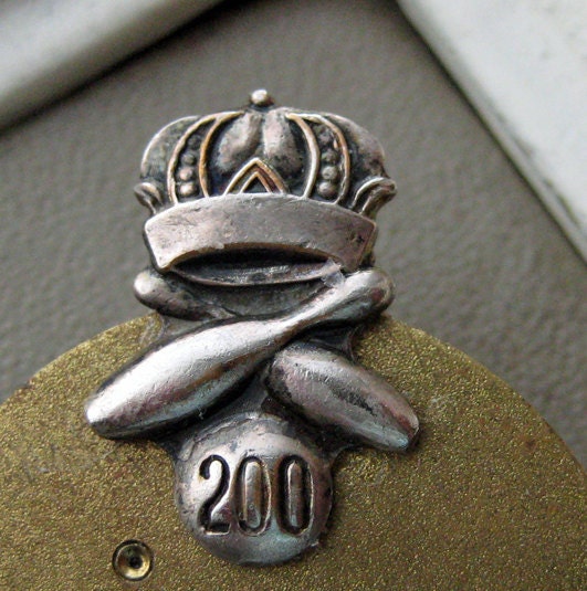 Brooch Antique steampunk sterling silver watch parts bowling pin perfect game 200