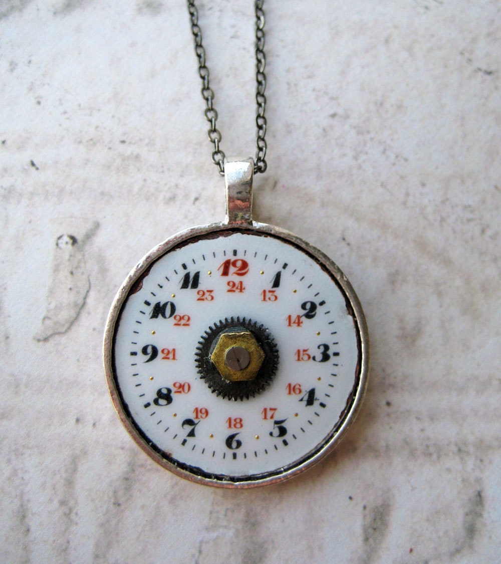 Steampunk Necklace Antique Pocket Watch Parts vintage