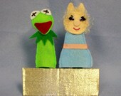 Piggie and Kermie Felt Finger Puppets