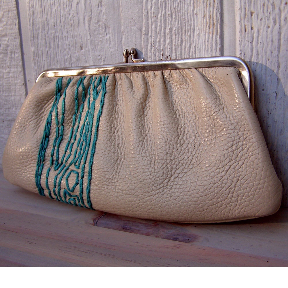clutch purse with turquoise tree