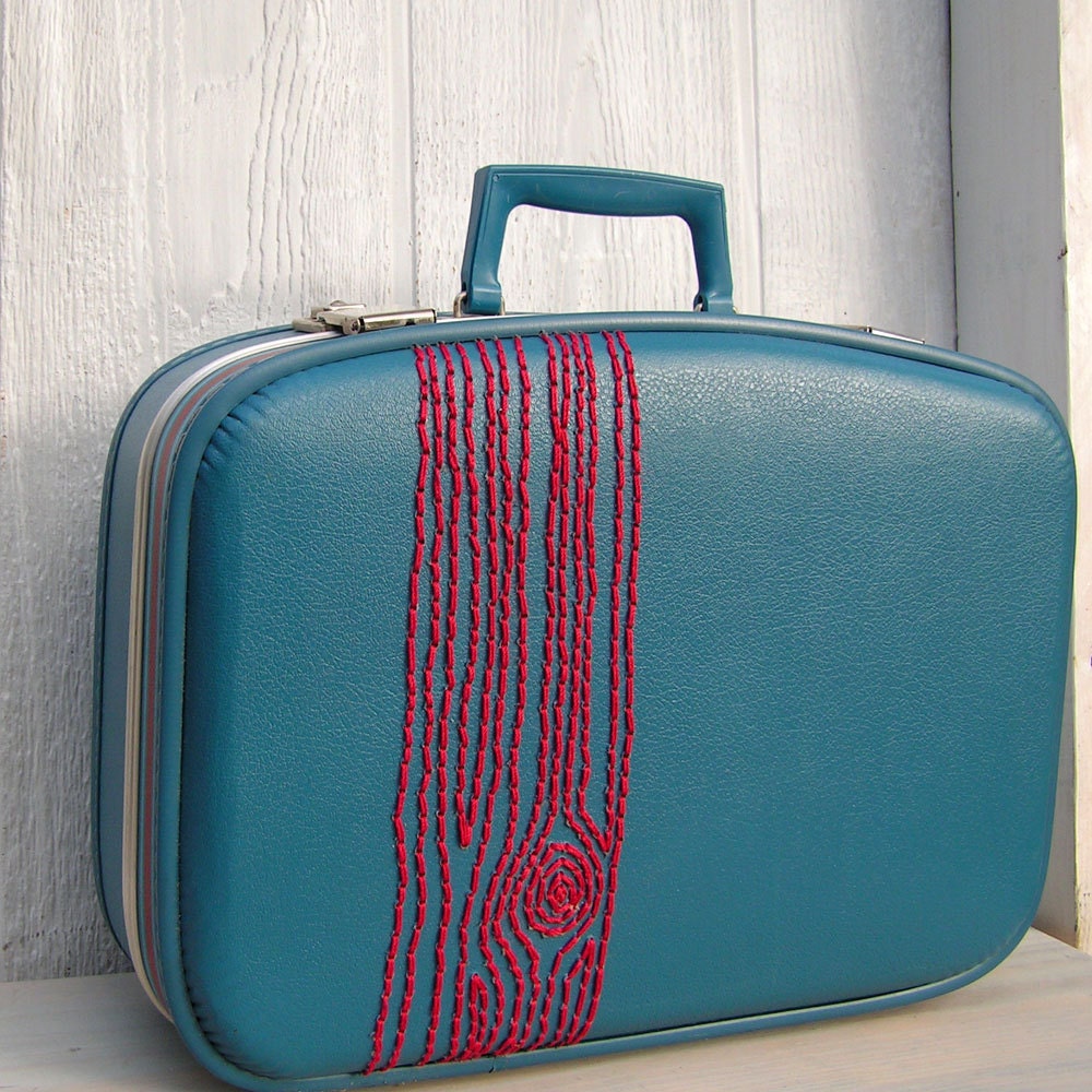wood grain suitcase