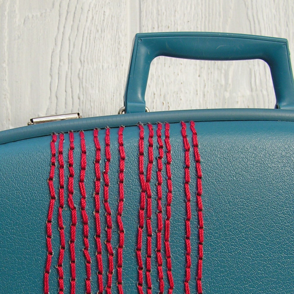 wood grain suitcase