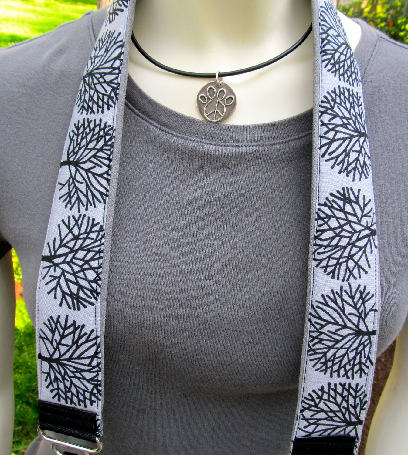 dslr camera strap-- "Winter Oak" perfect for nature enthusiast-- in gray and black