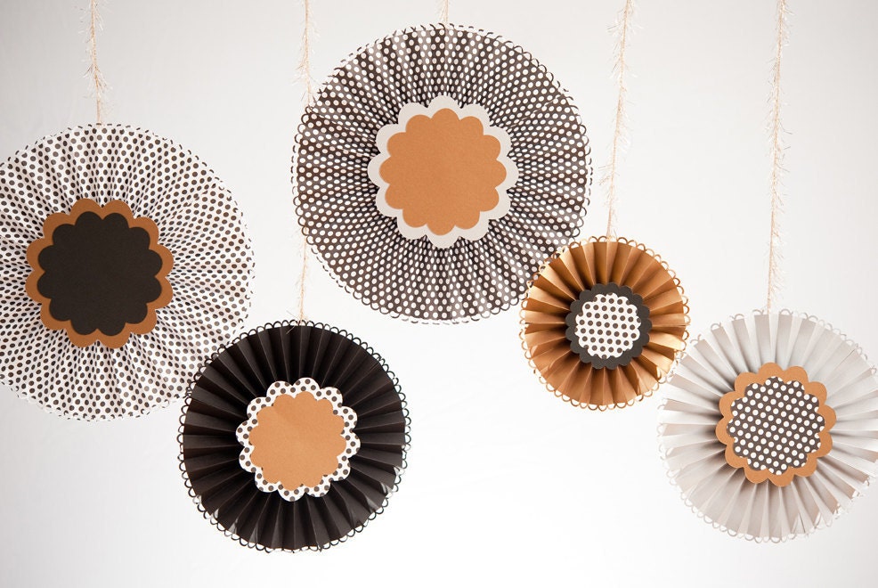 Hanging Paper Rosette Decorations -Set of 5