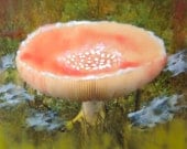 Original wall art encaustic wax painting on board mushrooms Buddha's gift  4