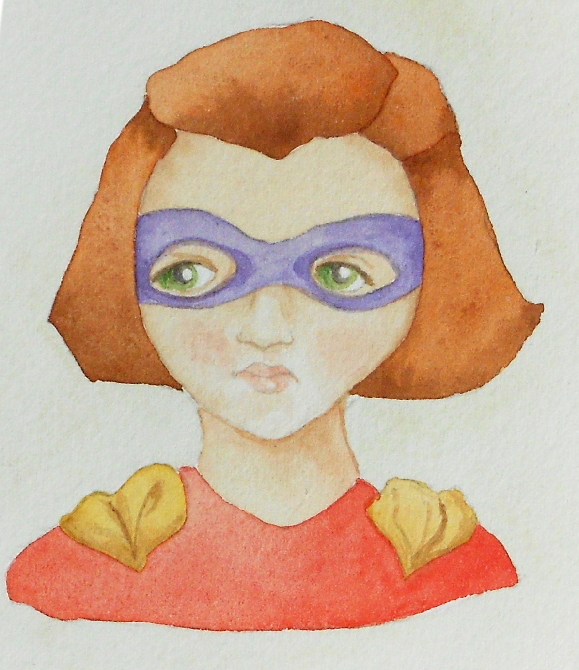 Whimsical original wall art watercolor painting- Supergirl