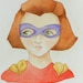 Whimsical original wall art watercolor painting- Supergirl