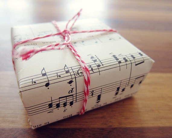 music paper and christmas wrapping