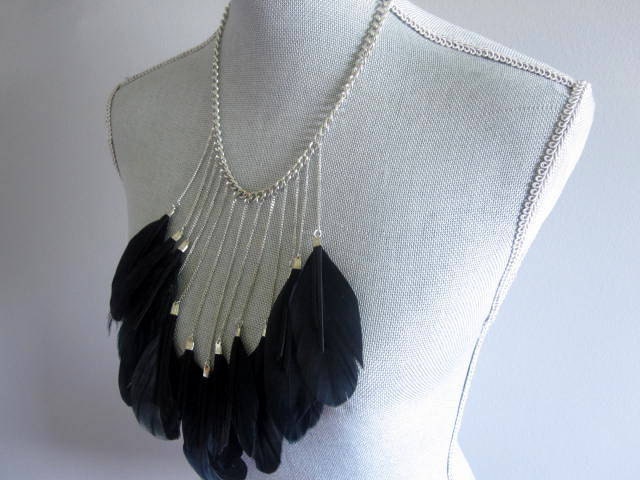 KINGSTON- black feather necklace