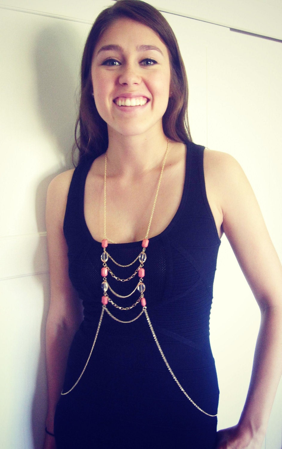 BODY NECKLACE body chain wiith stones and chain