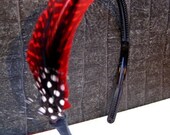 VANESSA-RED GUINEA FEATHER HEADBAND-