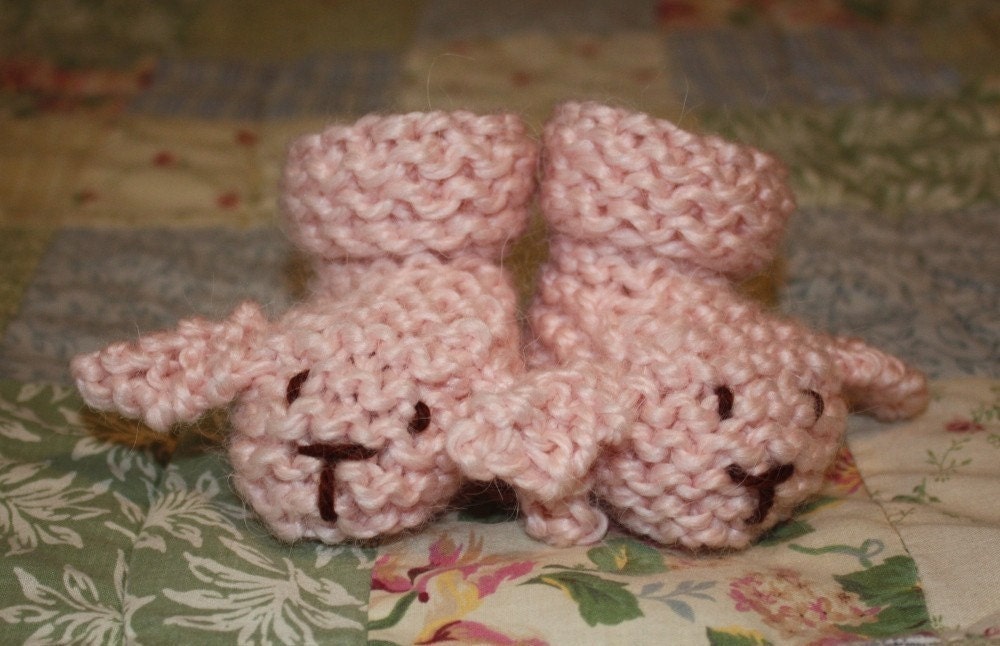 Knit Bunny Booties Pattern PDF