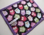 Owls at Midnight  TRAVEL chalkboard mat placemat  (a)