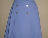 1960s 1970s Pastel Lavender Purple Short Skirt with Double Button A line Pleat. Bias Cut Military style. Nice.  XS S 24 inch waist.