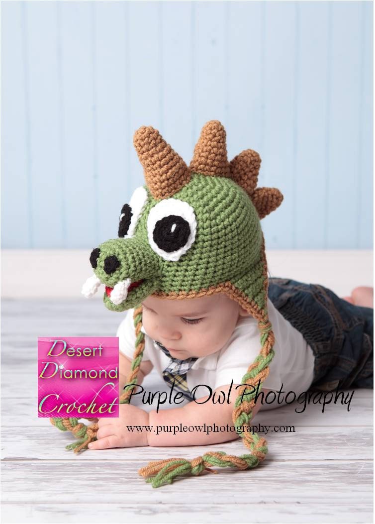 Dinosaur Earflap Beanie - Any Size - Any Color Combo