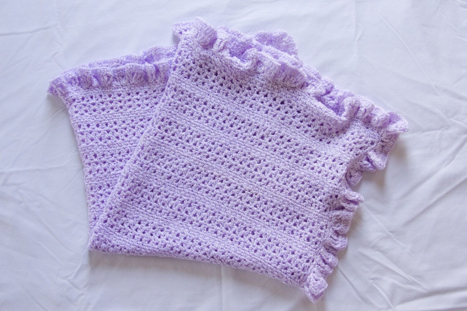 Crochet Pattern 001 - Ruffled V Stitch Baby Afghan Blanket