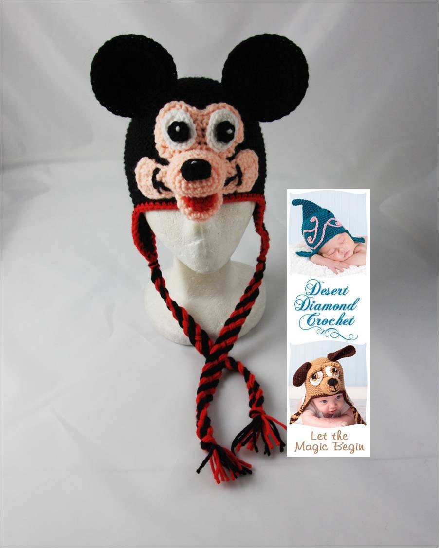 Crochet Pattern 061 - Mr. Mouse Earflap Beanie Hat - All Sizes