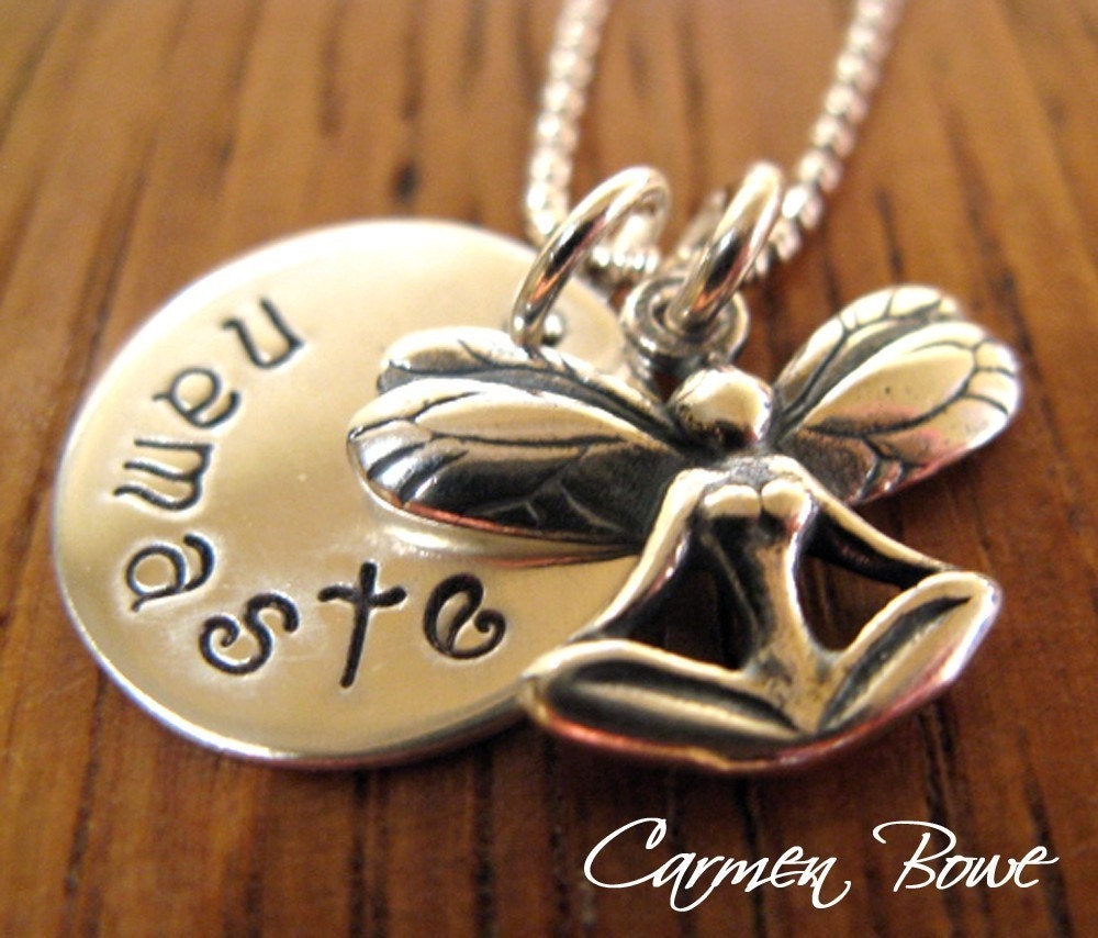 Sterling Silver Namaste Yoga Fairy Necklace by Carmen Bowe