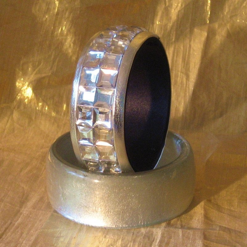 Silver Rhinestone Bangle Bracelet Cuff 1/2 off Sale