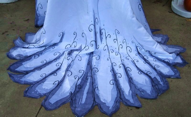 Gothic Wedding Gown Hand Painted