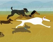 Racing Dogs Art Print  8x10
