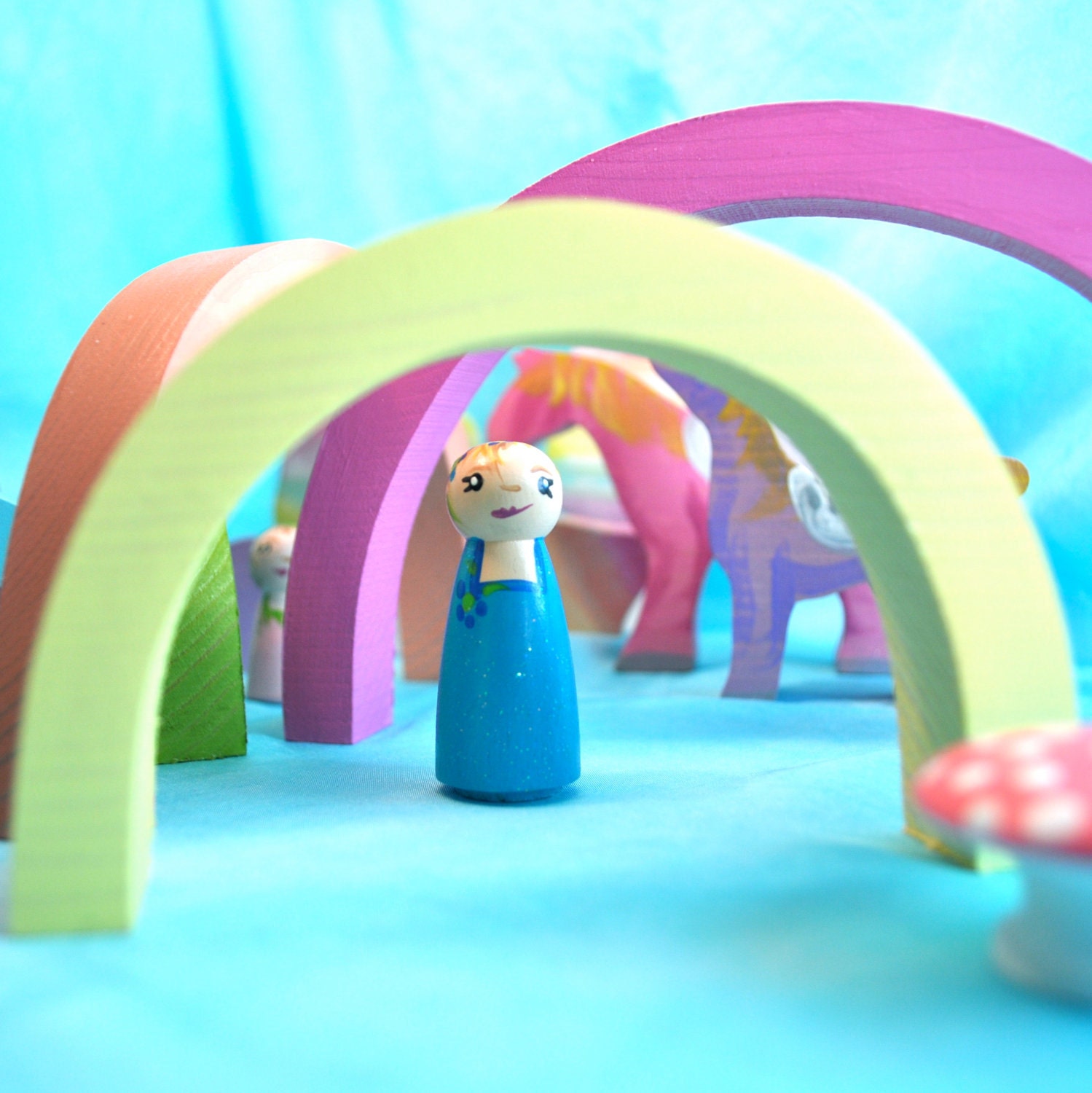 Kids Wooden Toy, Pastel Rainbow Stacker / Waldorf Toys