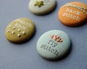 Magnets or pins, Modern Hand Embroidery Sampler Magnets in MELON Colors for Fridge or Craft Room Decor