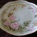 Cottage Plate Pink Roses Handpainted Gold Edging Reticulation Wall Hanging Home Decor 8 Inch Diameter