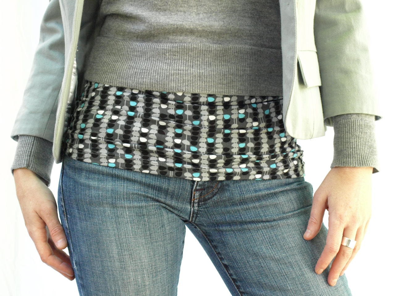 Belly band - maternity fashion accessory-HARAMAKI- blue and gray print