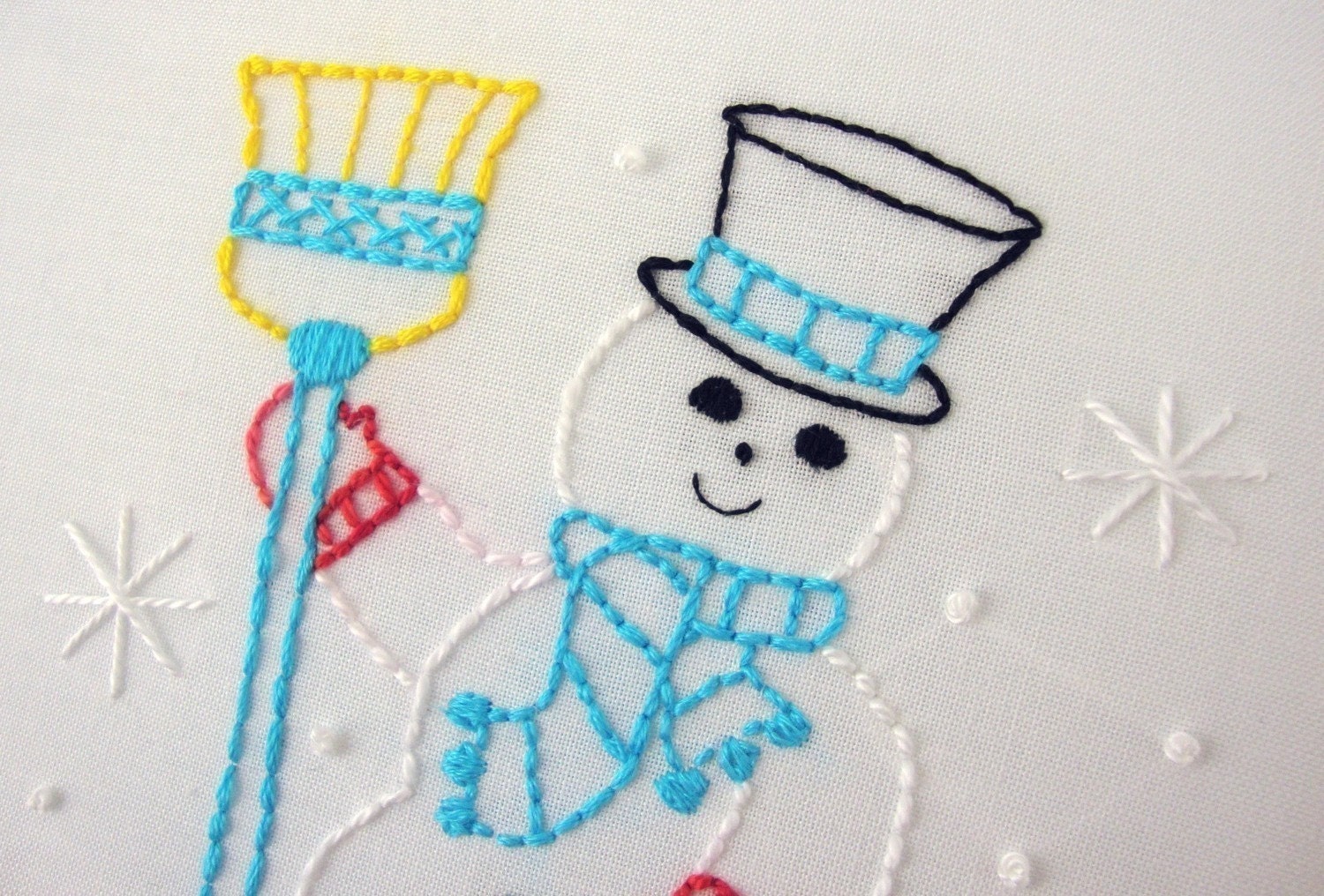 snow winter snowflake and snowman embroidery pattern packet