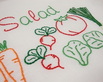 Salad embroidery pattern green salad tomato lettuce