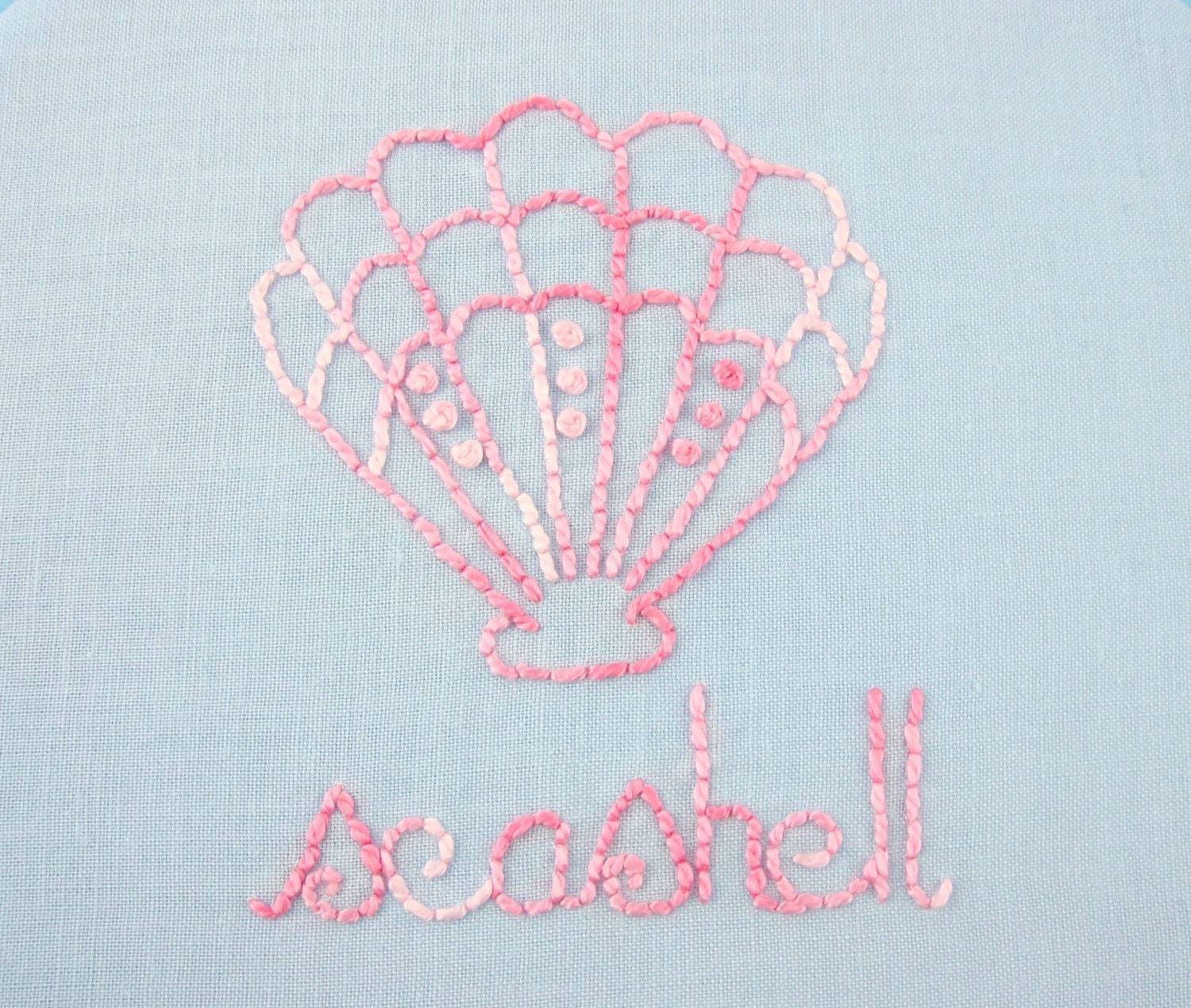 Seashells and Seahorses Hand Embroidery Pattern Packet