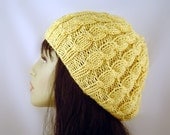 Hand Knit Slouch Beret in Cornmeal