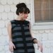 1960s black and gray STRIPED cocktail dress with bow M L