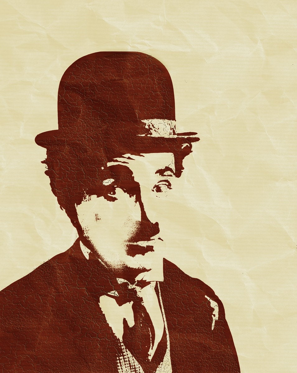 Charlie Chaplin giclee Poster Print portrait canvas art  Handmade Wall Decor giclee large print