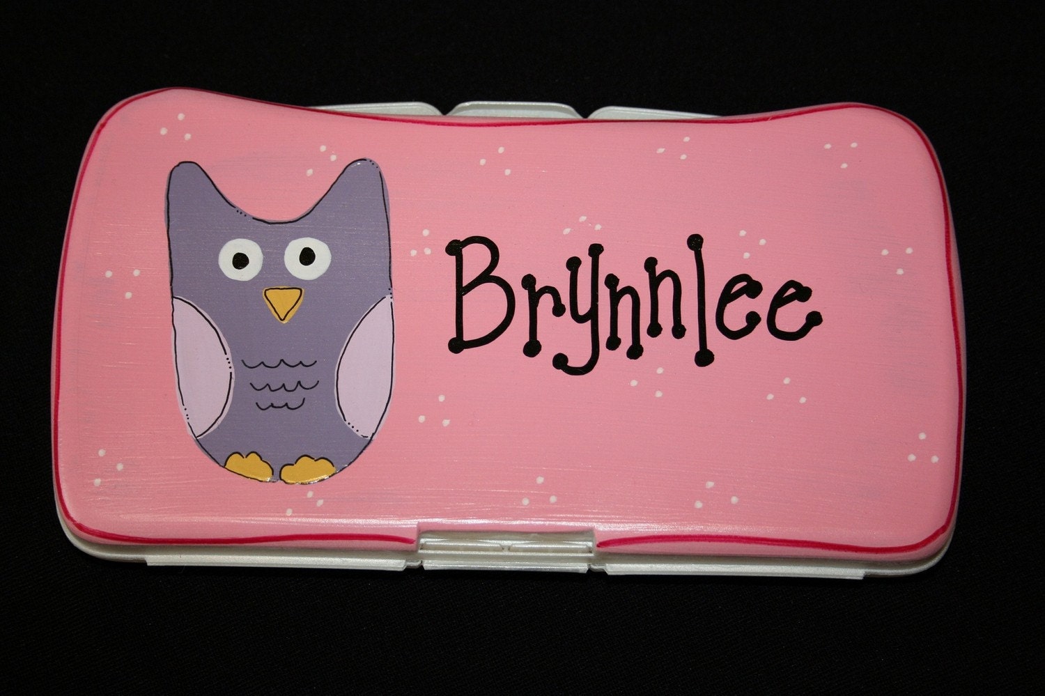 Outstanding Owl Hand Painted Personalized Diaper Wipe Case