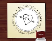Arrow in Heart Monogram Initials Custom Rubber Stamp - SELF INKING Typewriter Return Address Stationery Stamper - Style HS1309