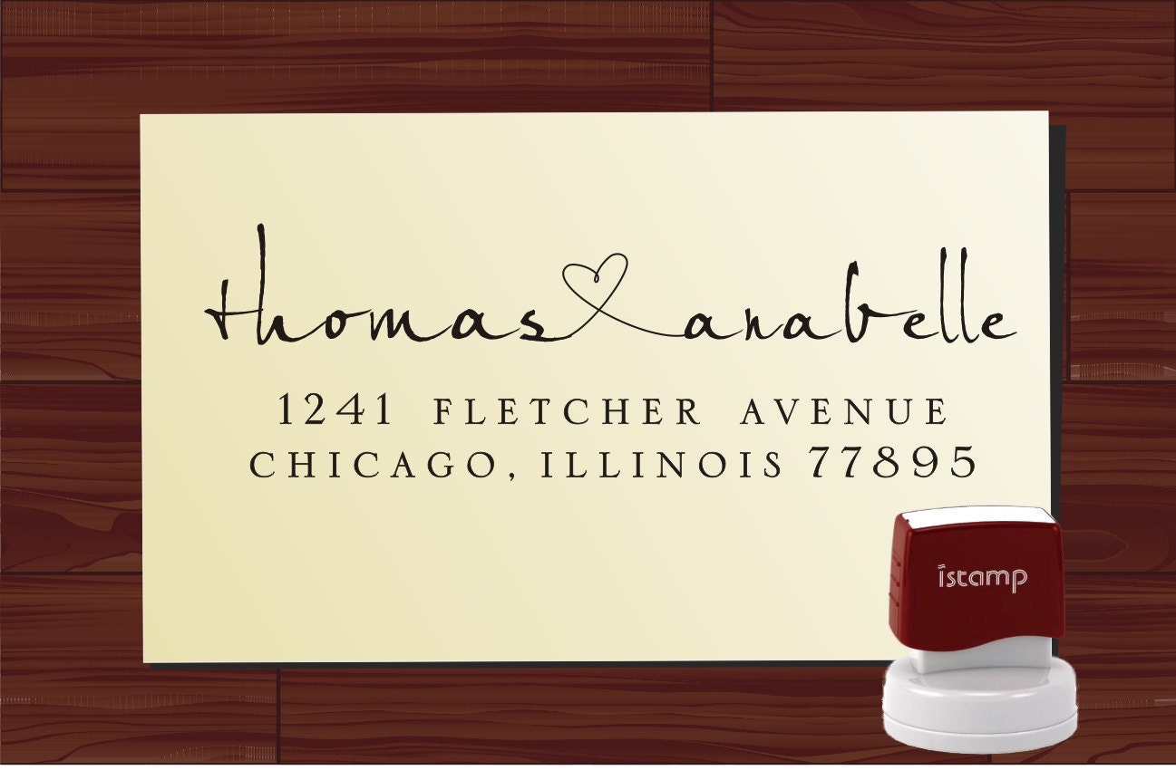 Calligraphy Handwriting Script Custom Return Address Stamp - Personalized SELF INKING Wedding Stationery Stamper - Style 9013R