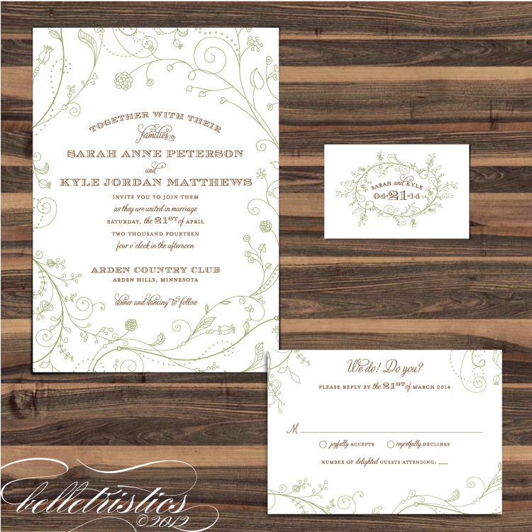 Printable Wedding Invitation and RSVP, DIY print at home file -  Splendid