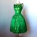vintage 1950's dress ...gorgeous KELLY GREEN DAMASK with metallic gold floral sculptural tulip skirt pin-up dress with tulle crinoline