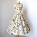 vintage 1950's dress ...most fabulous MARJORIE MONTGOMERY double bust novelty print floral full skirt cotton pin-up party dress