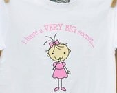 NEW-  STICK FIGURE I have a secret - I'm going to be a big sister pregnancy announcement tshirt
