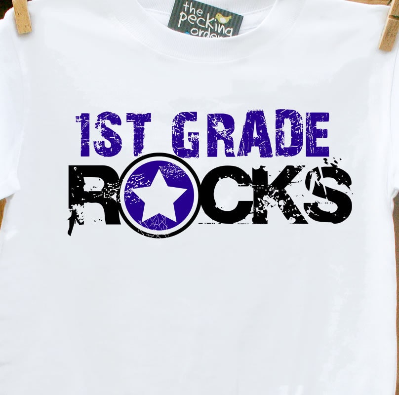 Custom childrens first grade rocks back to school Tshirt