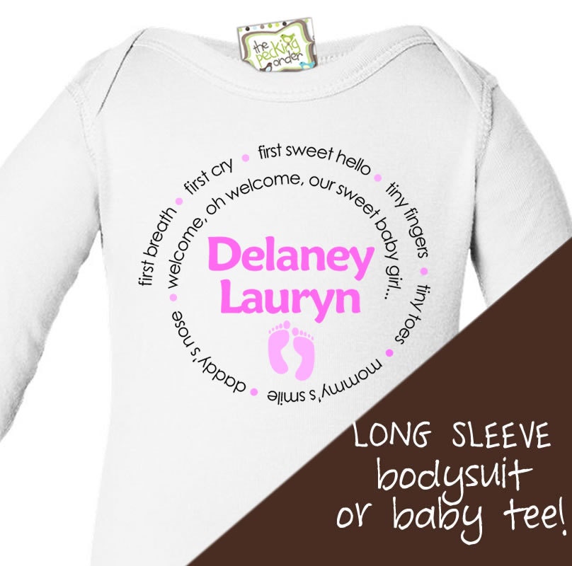 personalized baby onesie bodysuit for the new baby girl - perfect baby shower or new baby gift