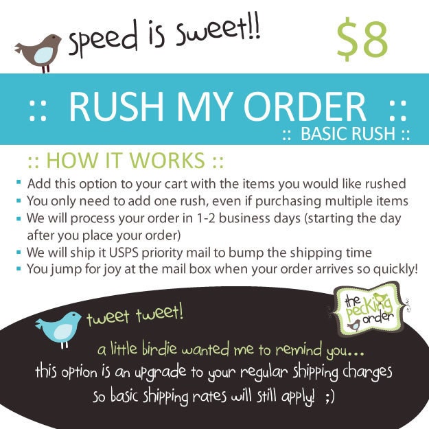 RUSH MY ORDER - priority processing and shipping