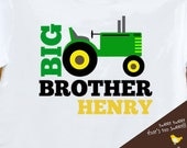 big brother shirt tractor BLOCK print hip new  perfect pregnancy announcement for the big brother to be