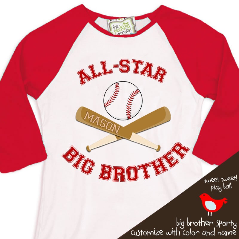 big brother shirt - baseball all-star big brother on sport 3/4 raglan shirt