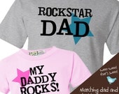 Matching rockstar dad Tshirt my daddy rocks son or daughter Tshirt or onesie matching gift set