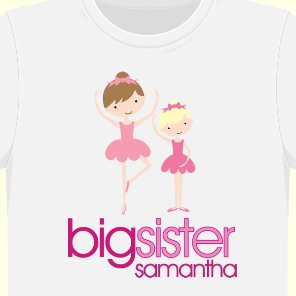 big sister shirt (or little sister)-adorable ballerina tshirt