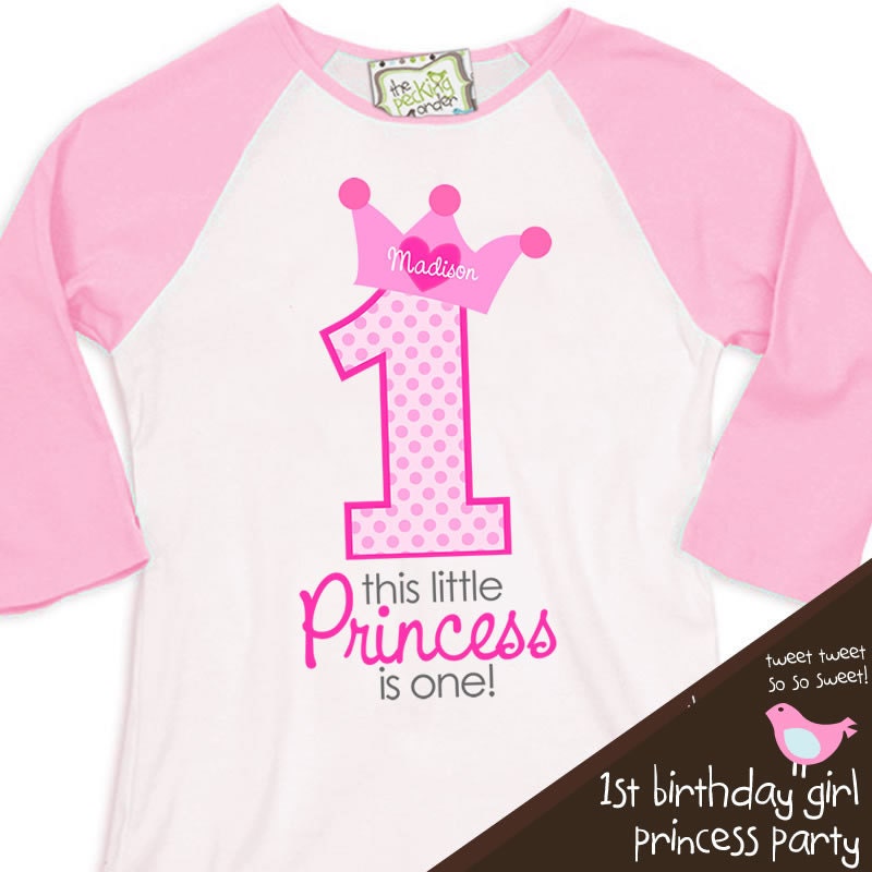 princess first birthday shirt - this little princess birthday 3/4 raglan shirt